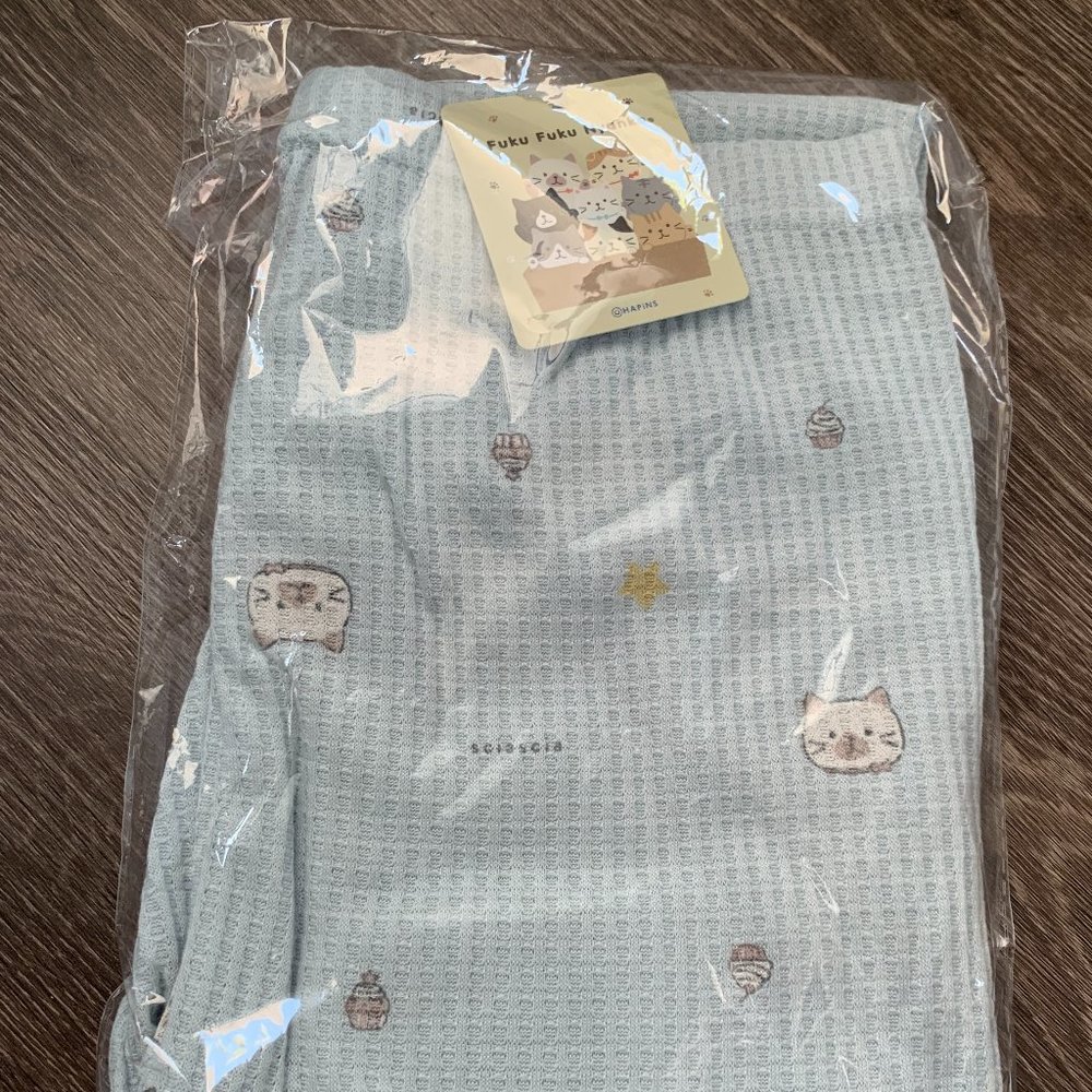 NWT Japanese super soft long thermal underwear pajamas hapins cat print size M